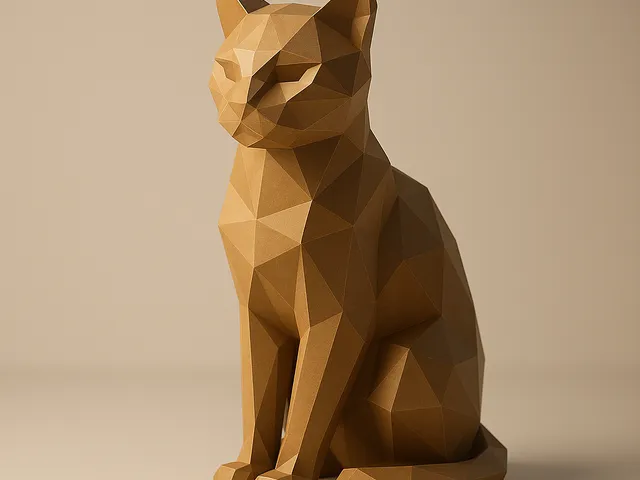 Stylish Low Poly Cat Sculpture (No Supports)