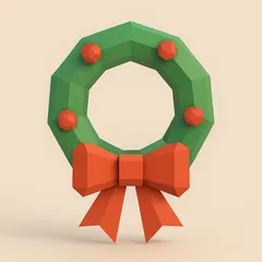 Low Poly Christmas Wreath 3D Model