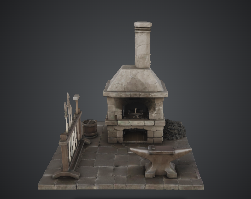 Medieval Blacksmith Forge Scene – Workshop Terrain