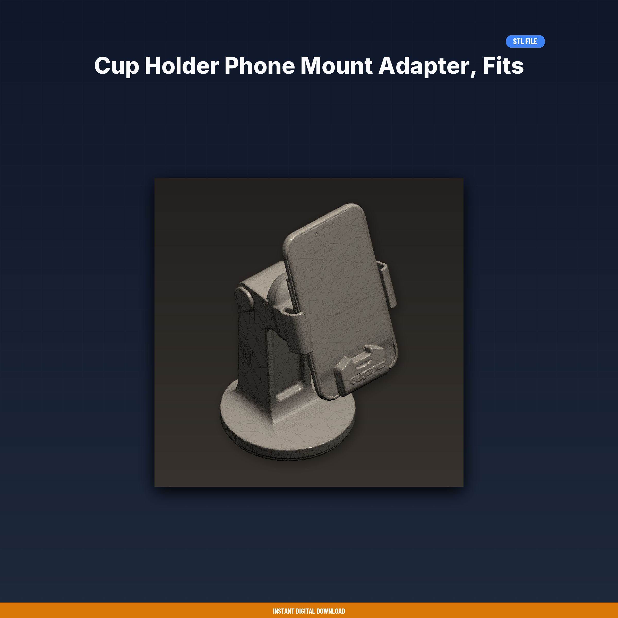 Cup Holder Phone Mount Adapter, Fits Standard Cup Holder, - 3D Printable STL File