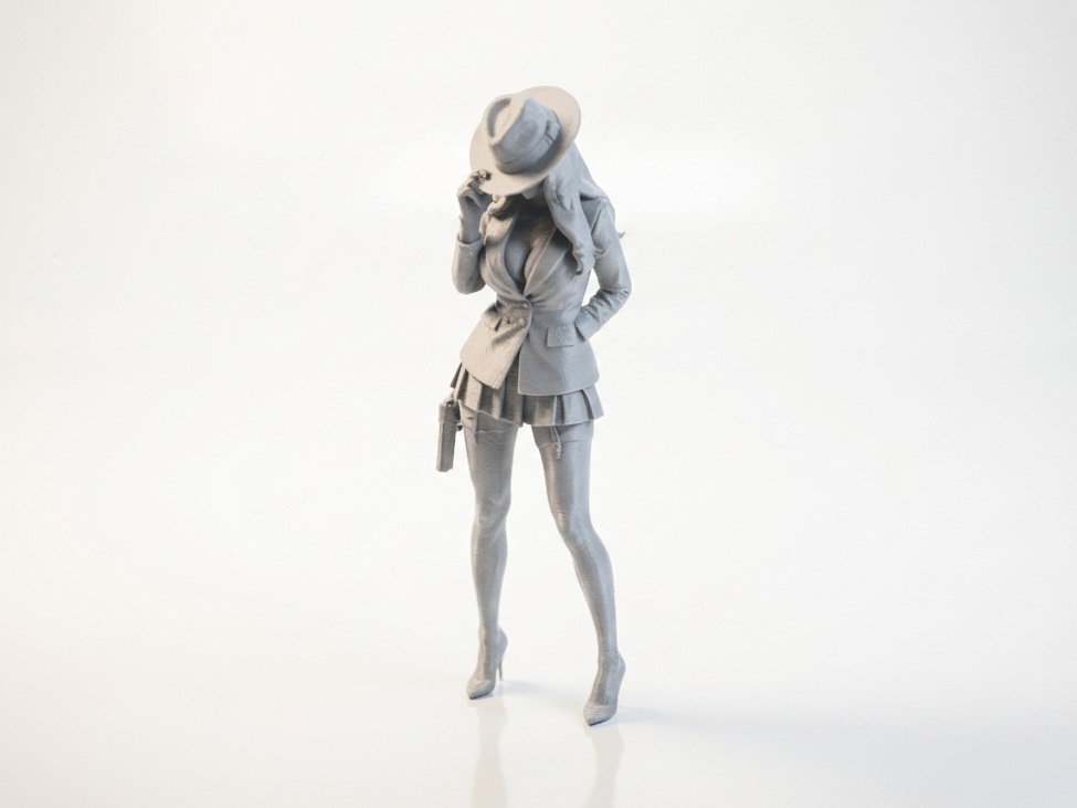Stylish Detective Woman Figurine 3D Printable