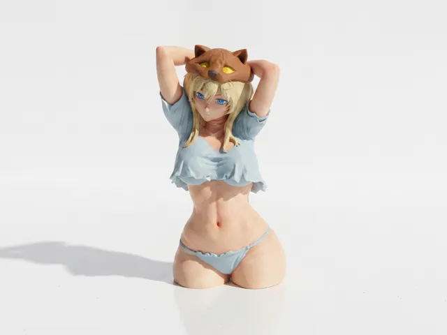 Cat Girl Bust Female Figure 3D Printable