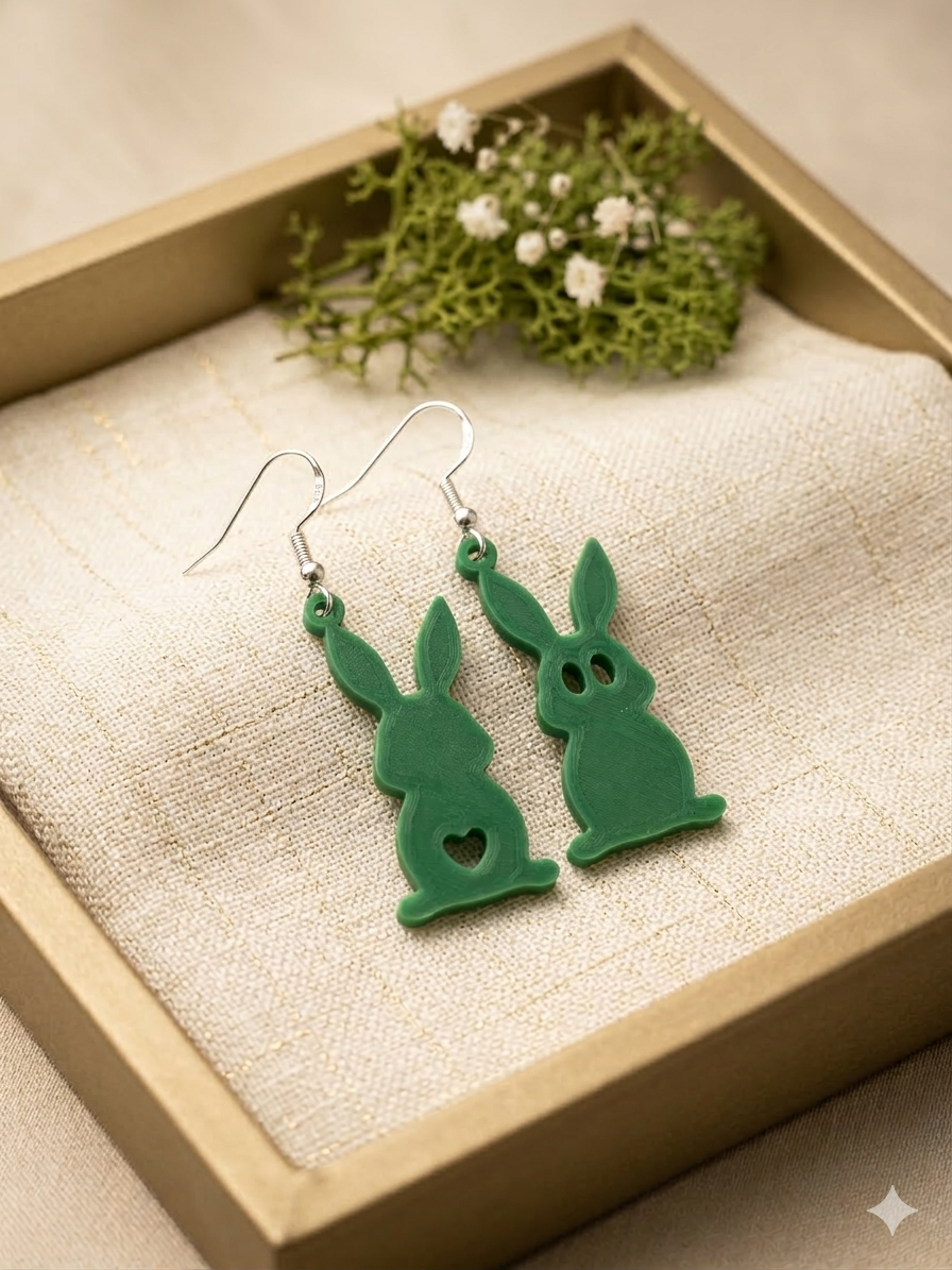 Bunnies Easter Earrings - quick print 5 minutes