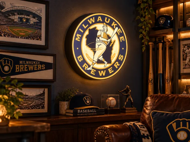 Milwaukee Brewers Vintage Logo Lightbox – MLB Baseball LED Wall Decor