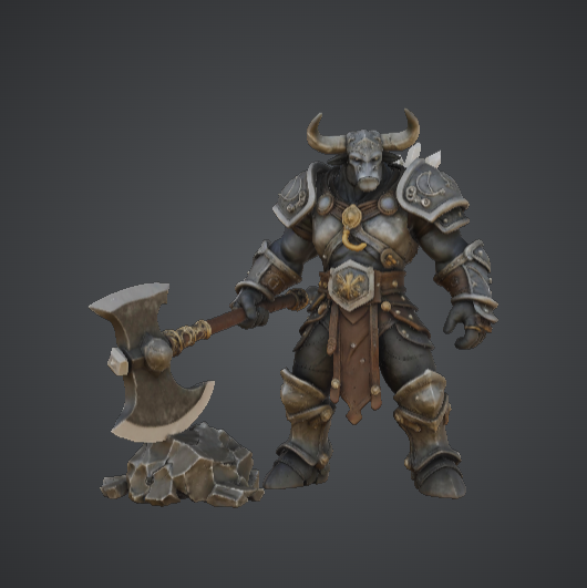 Minotaur Warrior with Battle Axe 3D Printable Model – Armored Fantasy Beast