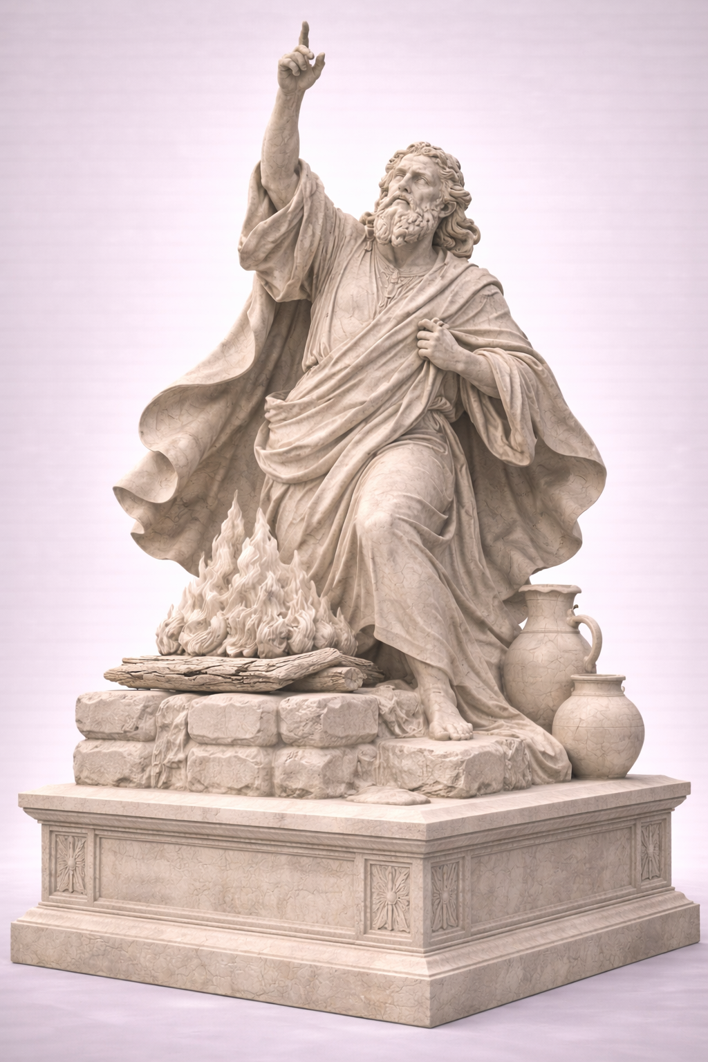 Elijah on the ornate pedestal