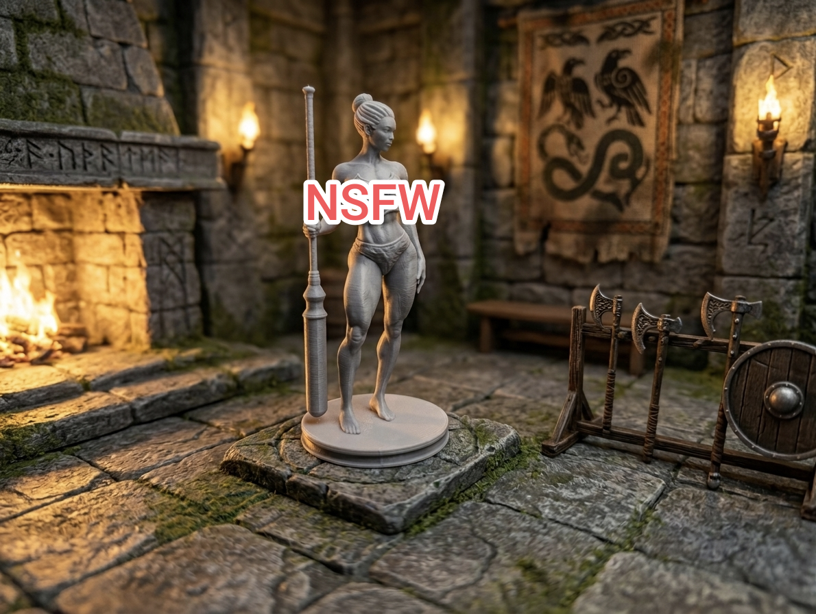 Primal Strength – Topless NSFW Female Barbarian