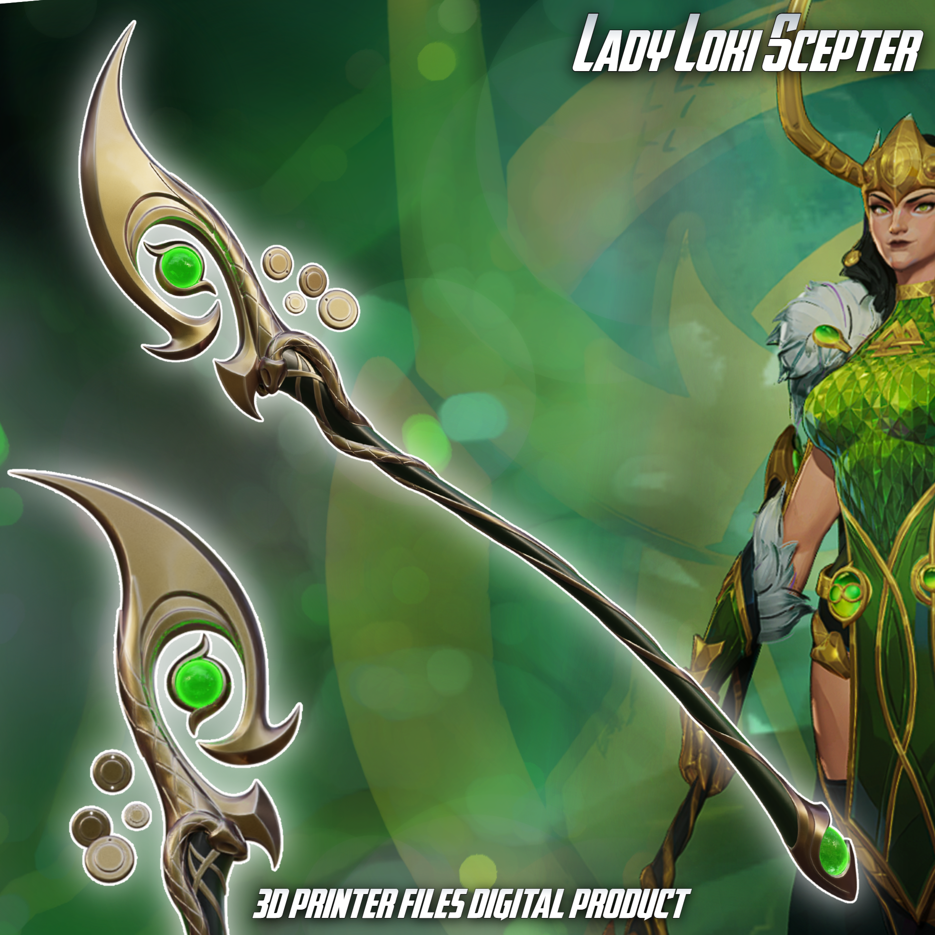 Lady Loki Cosplay Scepter/Staff Marvel Rivals
