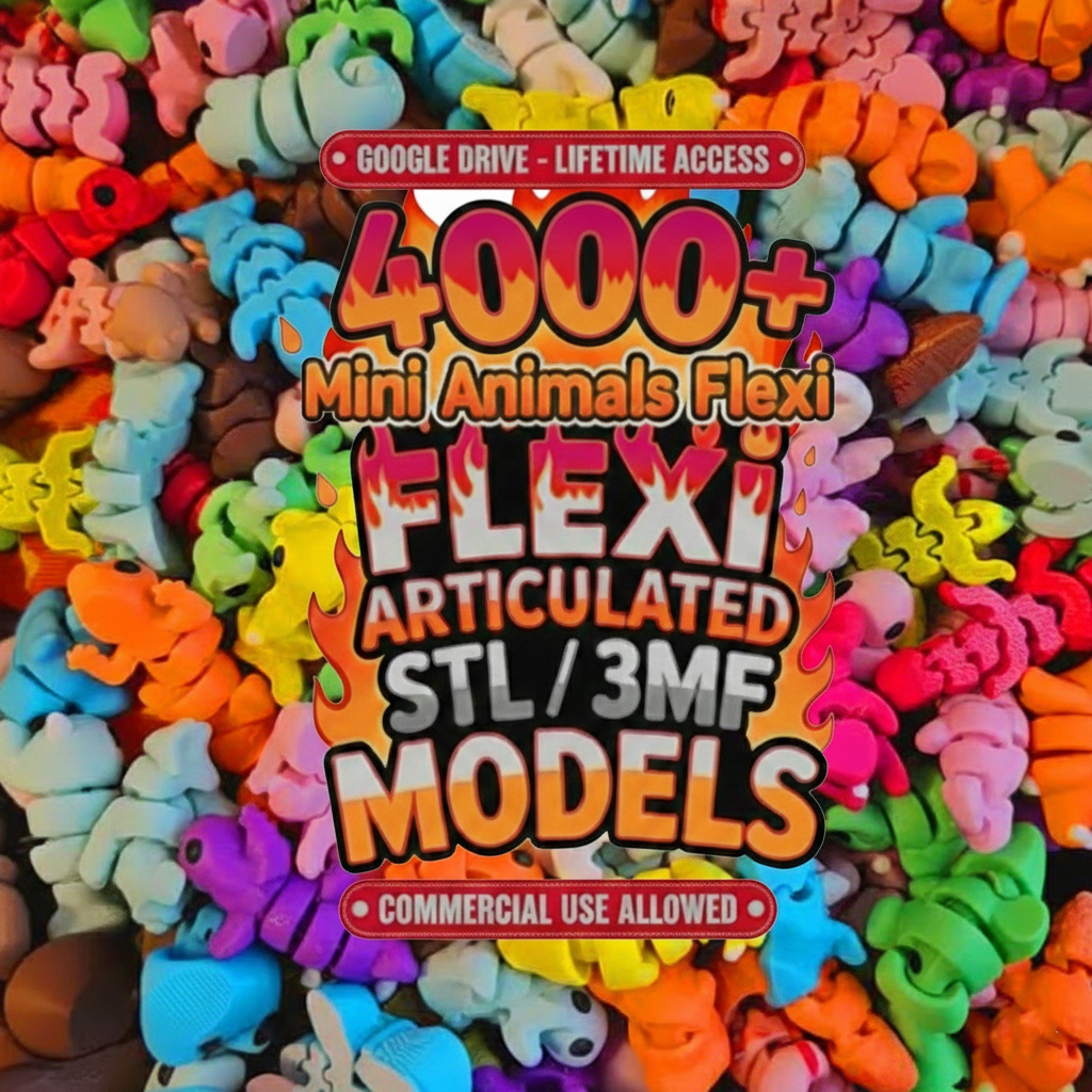 4000+ Flexi Mini Animals STL & 3MF Bundle | Articulated 3D Print Models