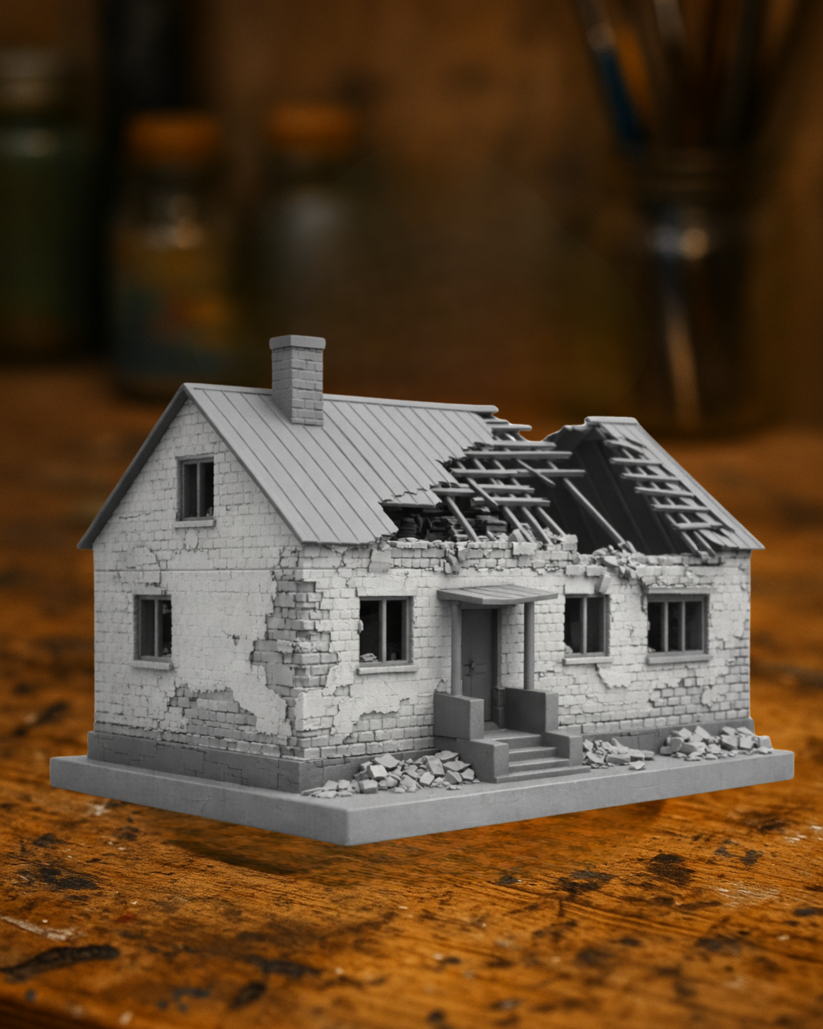 Ruined House — War Damaged Building Diorama