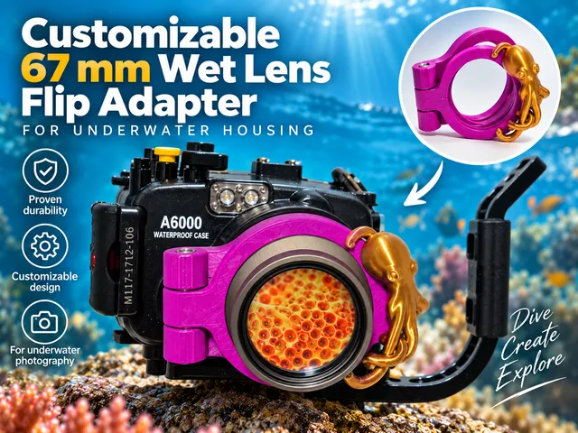 Customizable 67 mm Wet Lens Flip Adapter for Underwater Photography