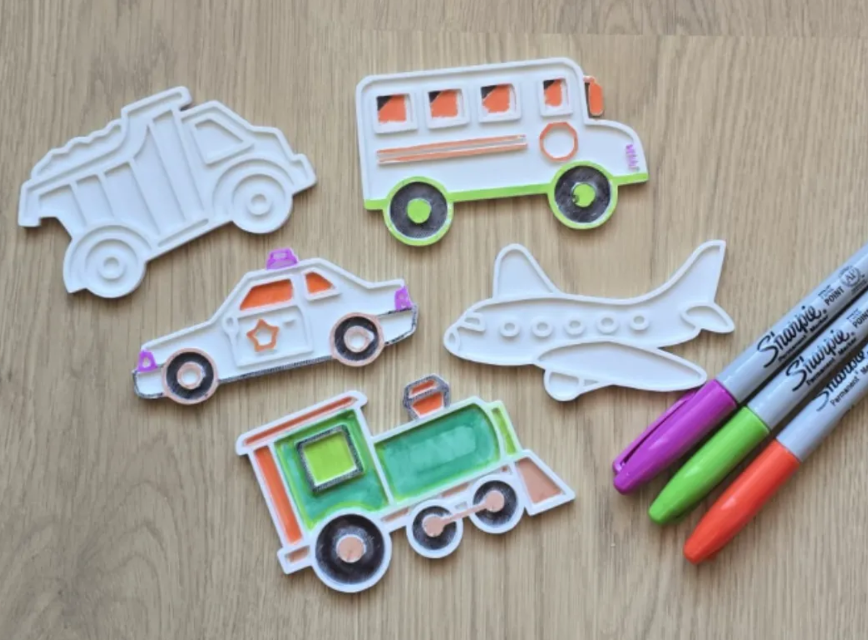 Cute Vehicles DIY Coloring Set Car Plane Train