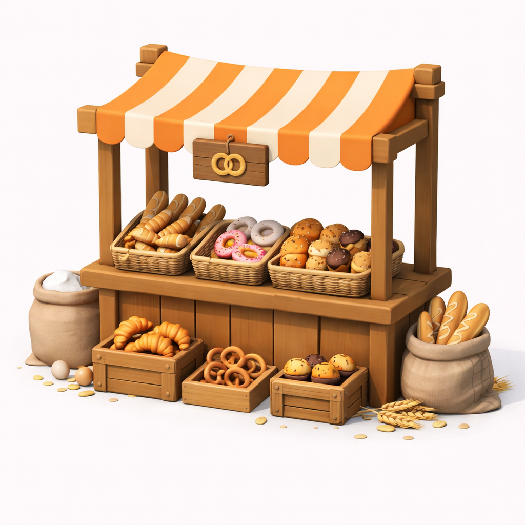 Low Poly Bakery Market Stall
