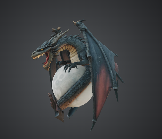 Dragon Wrapped Around Moon – Epic Winged Dragon