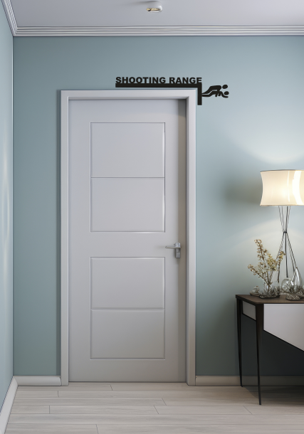 "Shooting range" door sign