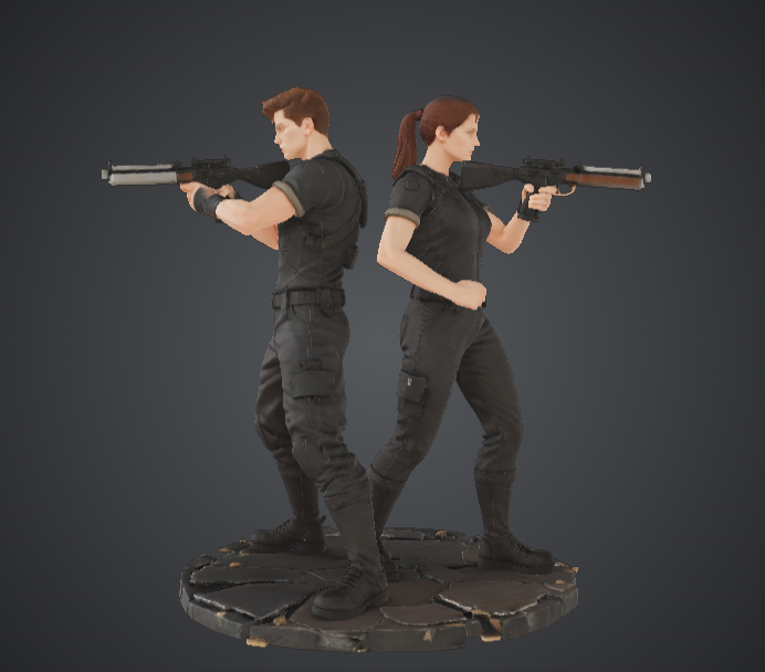 Tactical Agent Duo with Rifles – Modern Combat Team