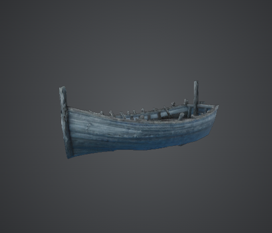 Abandoned Wooden Rowboat Hull – Coastal Wreckage Terrain Piece