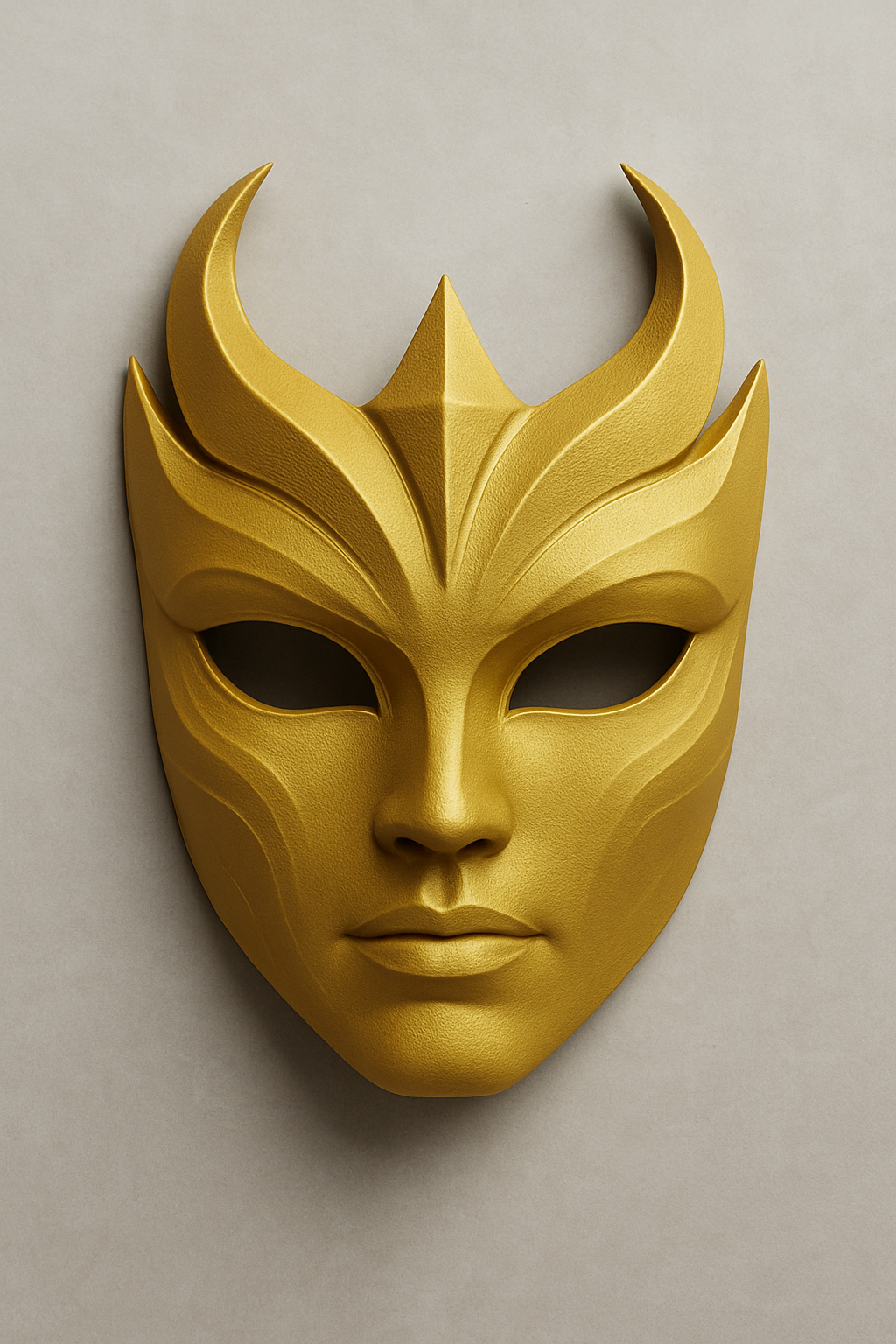 Golden Sacred Mask – 3D Printable Decorative Mask Description