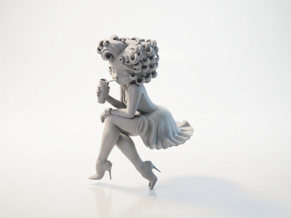 Elegant Woman Cocktail Figurine Female Figure 3D Print