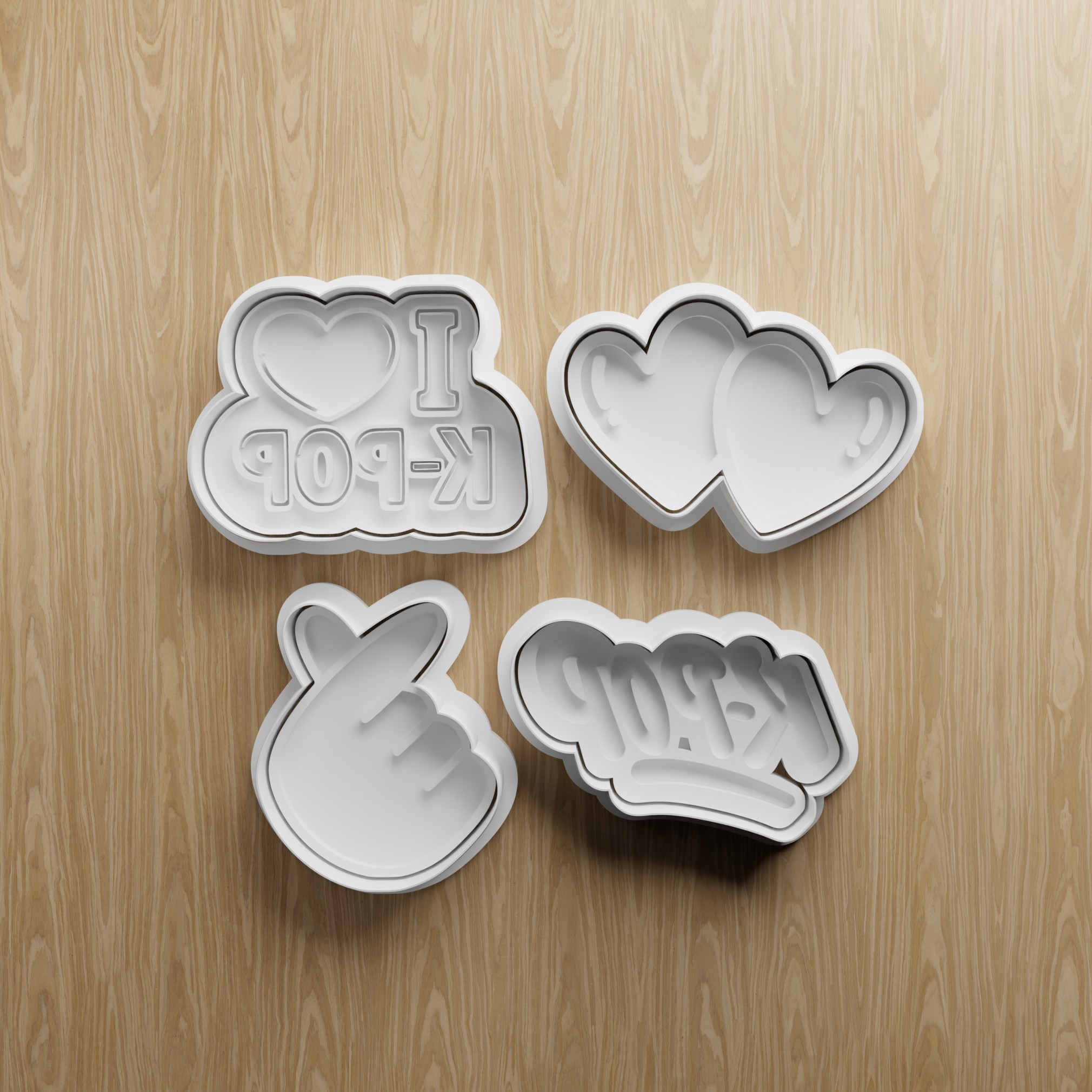 K-Pop Cookie Cutter STL Bundle | Finger Heart Balloon Logo Fondant Cutter Set | 3D Printable