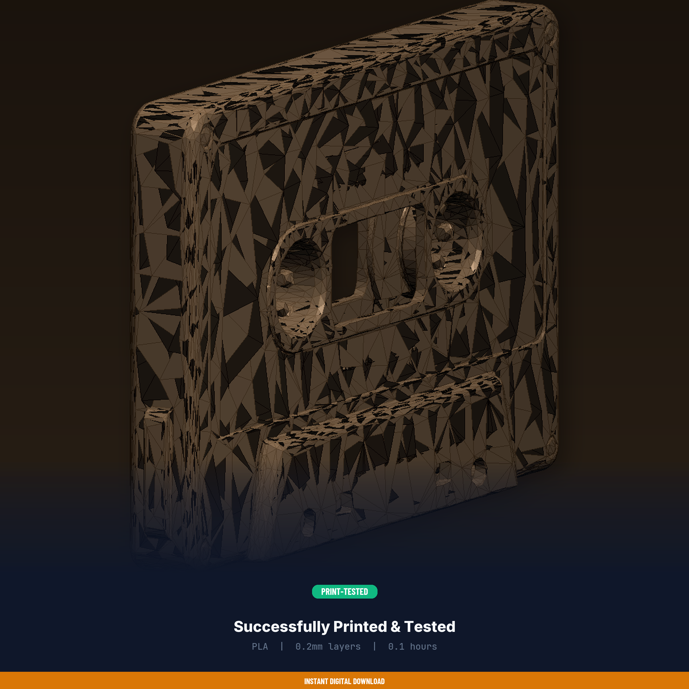 Blank Cassette Tape Shell Housing, Clear Body, Replacement Case - 3D Printable STL File — miniatura 8