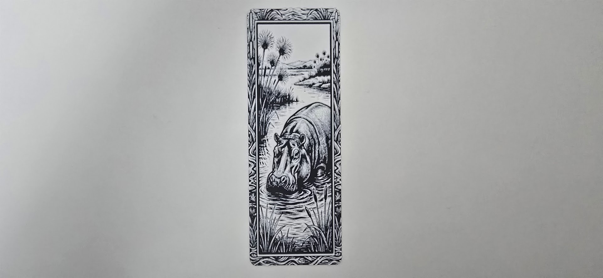 African Hippo River Wildlife Bookmark