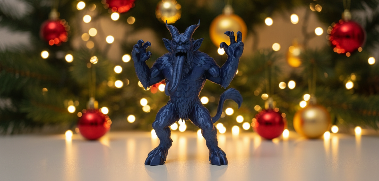Furry Snarling Krampus Holiday Figurine