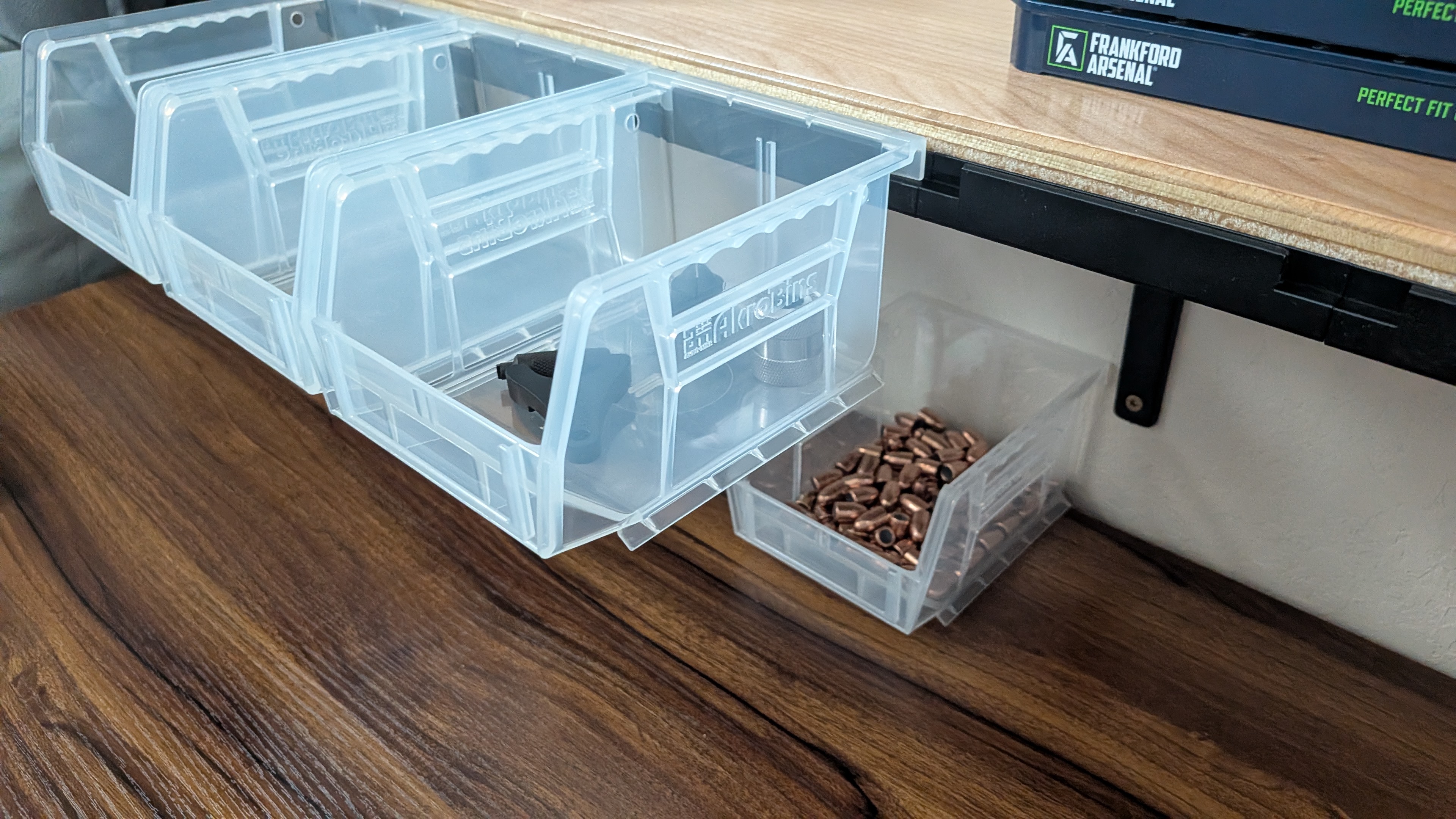 Under Shelf Rail Mount for Akro Mils 5" x 4" x 3" Bins
