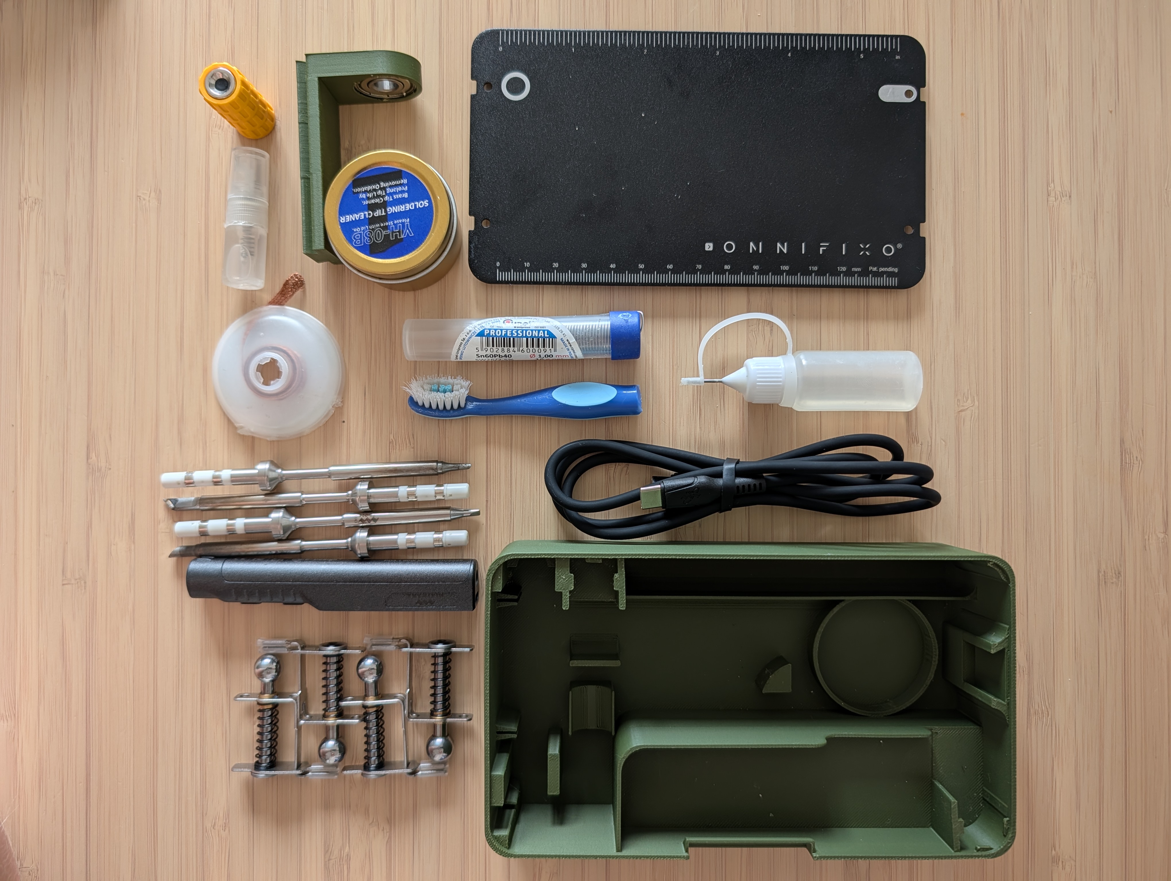 Custom OMNIFIXO M4 Storage Box with Integrated Miniware TS101 Soldering Iron