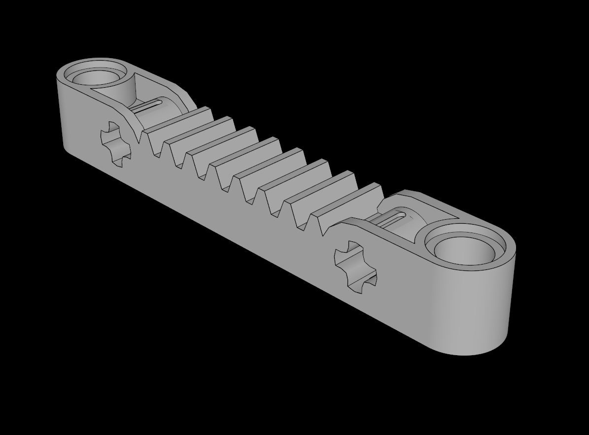 Lego Compatible (87761.dat) Technic Gear Rack  1 x  7 with Pegholes and Axleholes