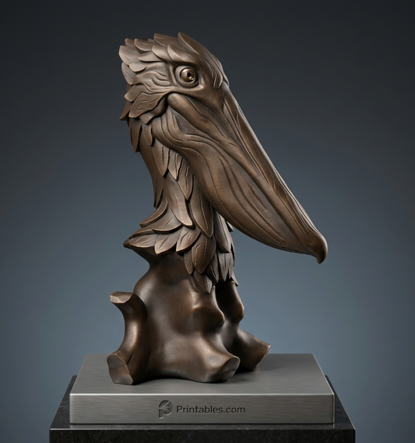 The Ancient Aviary - Stylized Pelican Bust Sculpture