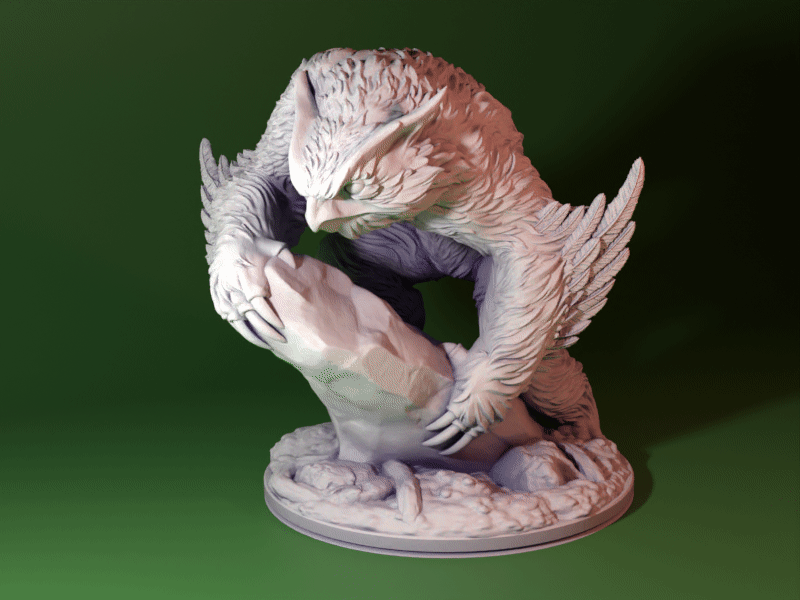 Owlbear miniature on rock Owlbear D&D model Dungeons & Dragons