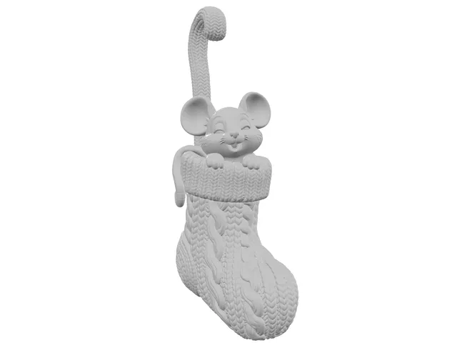 Mouse in a Knitted Stocking – Christmas Tree Ornament
