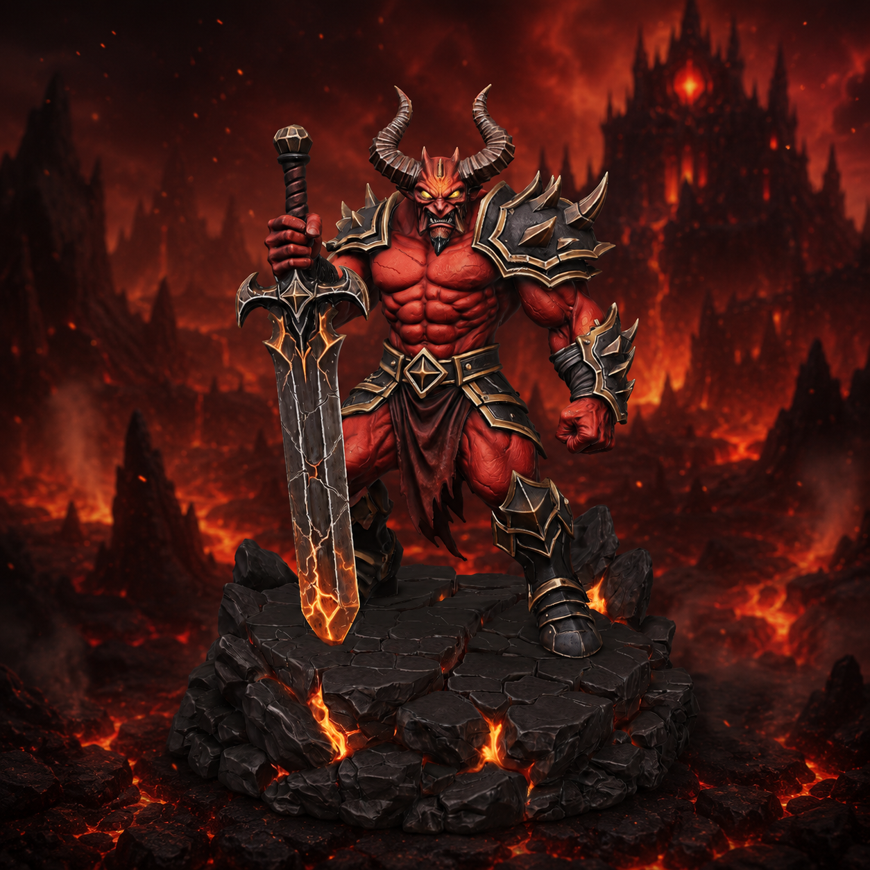 Vhorlath Realms – Demon – Hellborn Greatblade (Dark Fantasy 3D Printable Miniature STL)