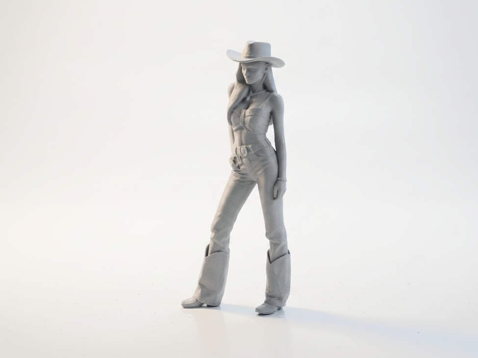 Skinny Cowgirl Figurine Female Western 3D Printable