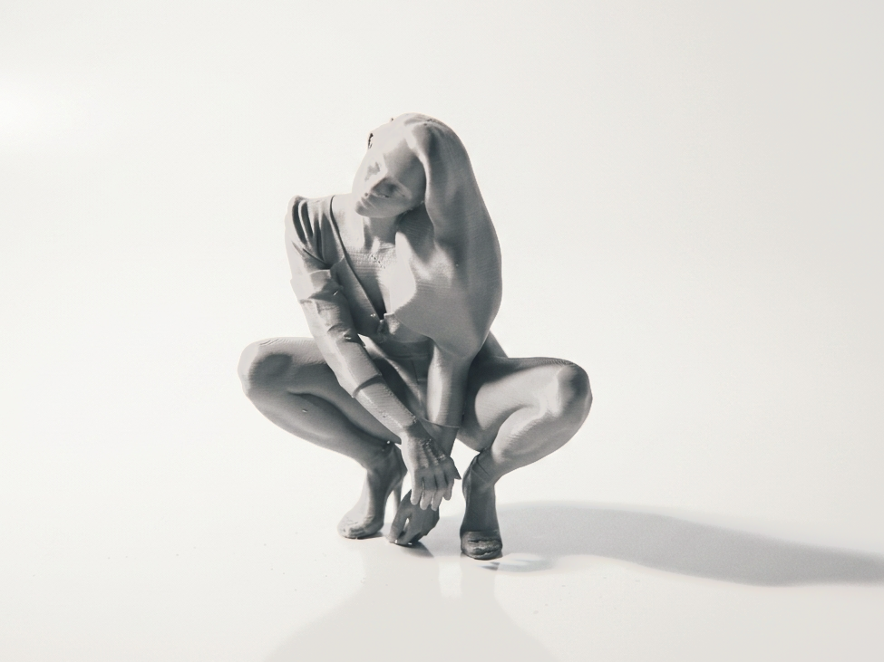 Lady Squatting Female Figure Statue 3D Printable