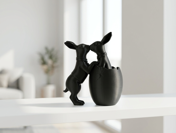 Two Easter Bunnies Kissing