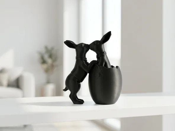 Two Easter Bunnies Kissing