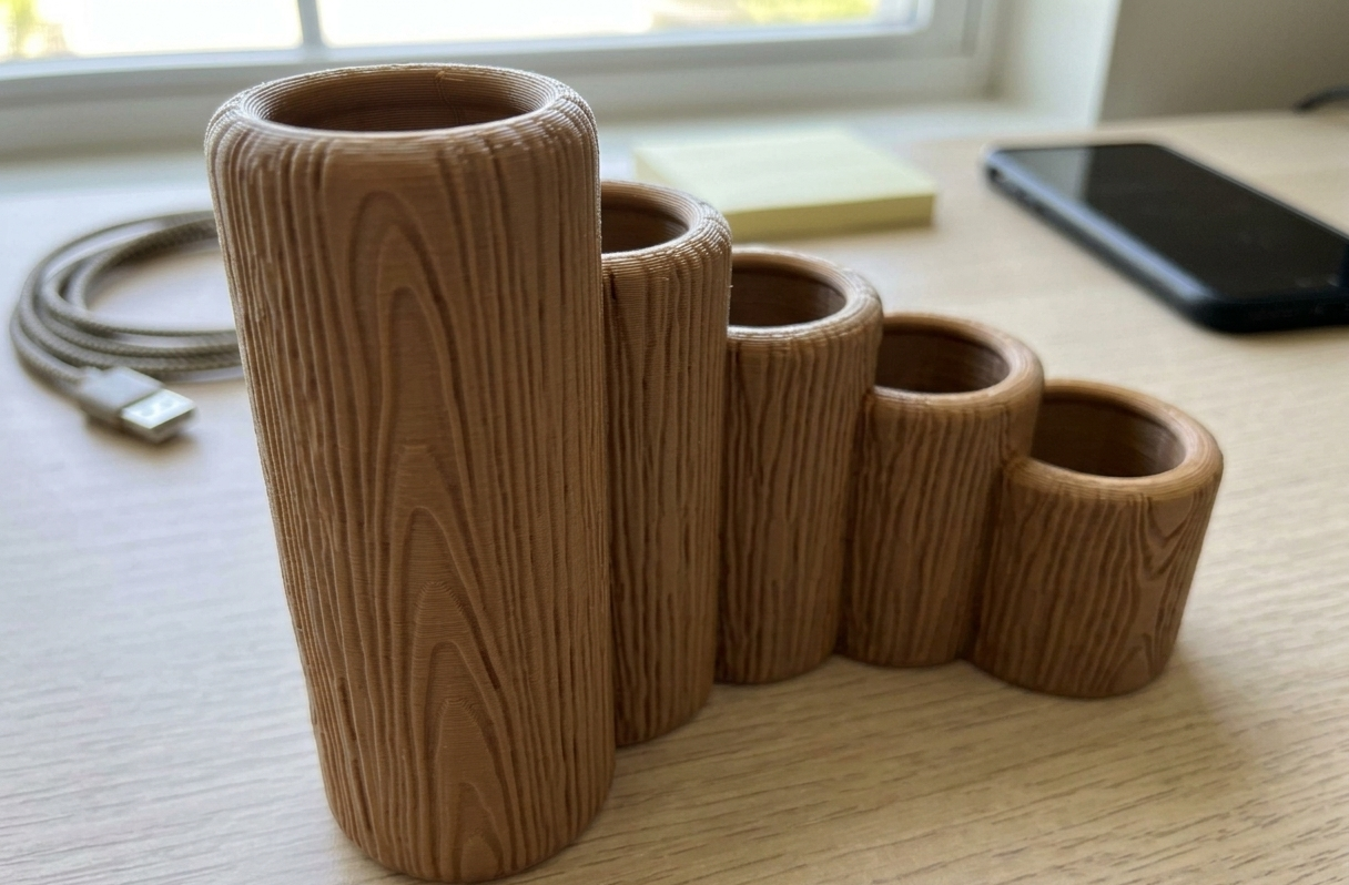 Wooden curved desk organizer