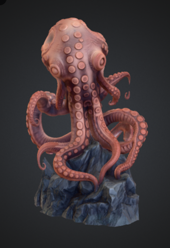 Giant Kraken Octopus on Rock – Ocean Monster