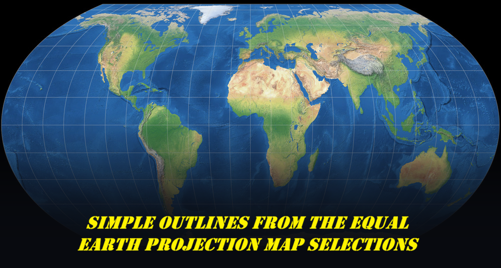 Simple outlines from the Equal Earth Projection map selections