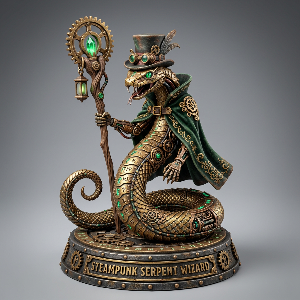 steampunk serpent wizard