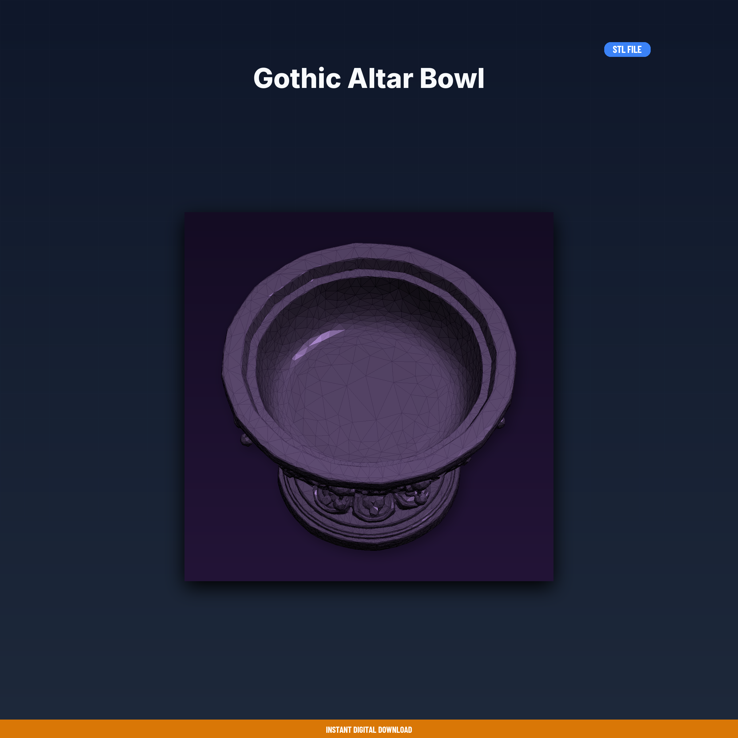 Gothic Altar Bowl - 3D Printable STL File