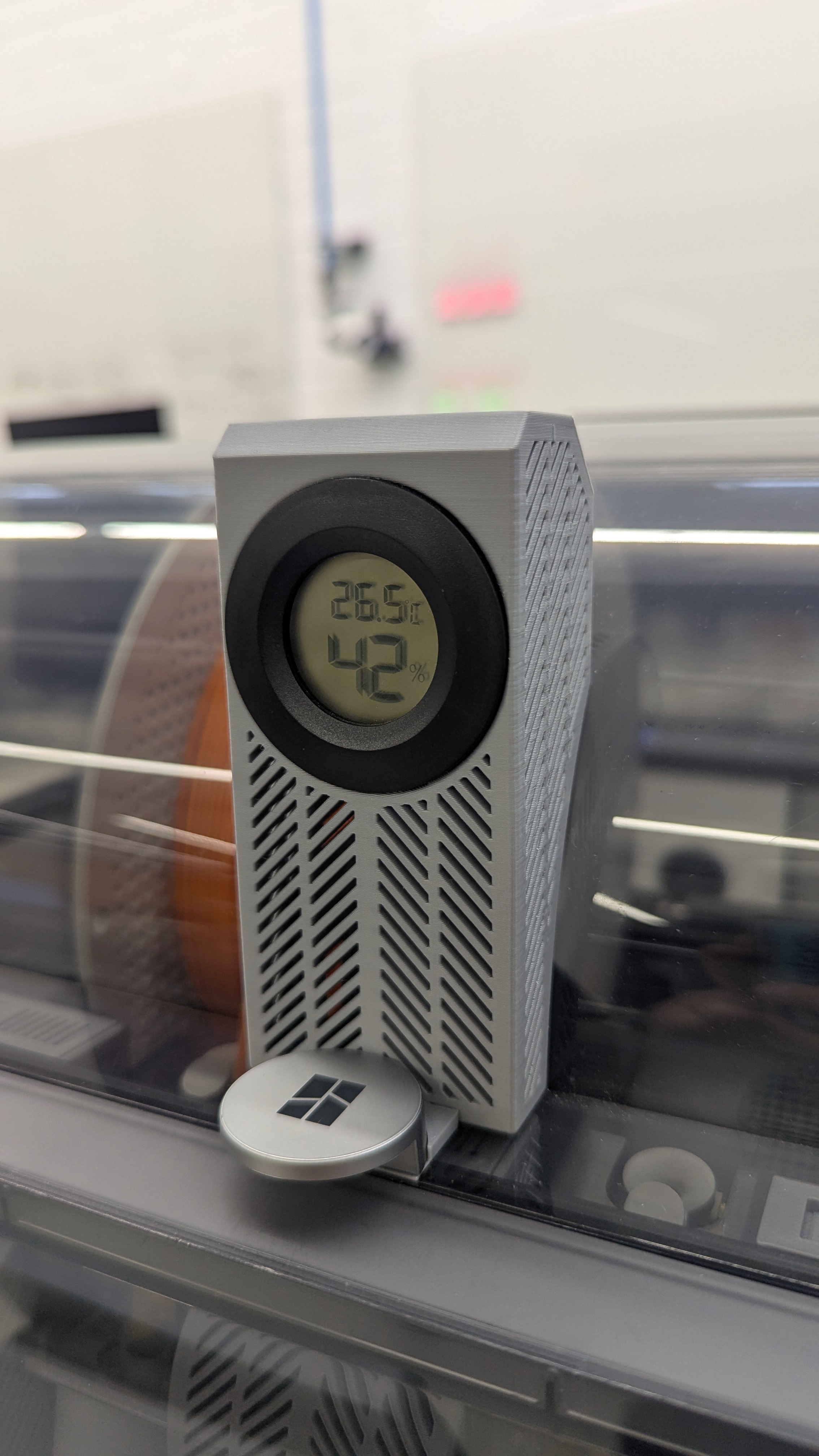 Silica Dry Box-Style External Hygrometer Stand for Bambu Lab AMS 3D model thumbnail