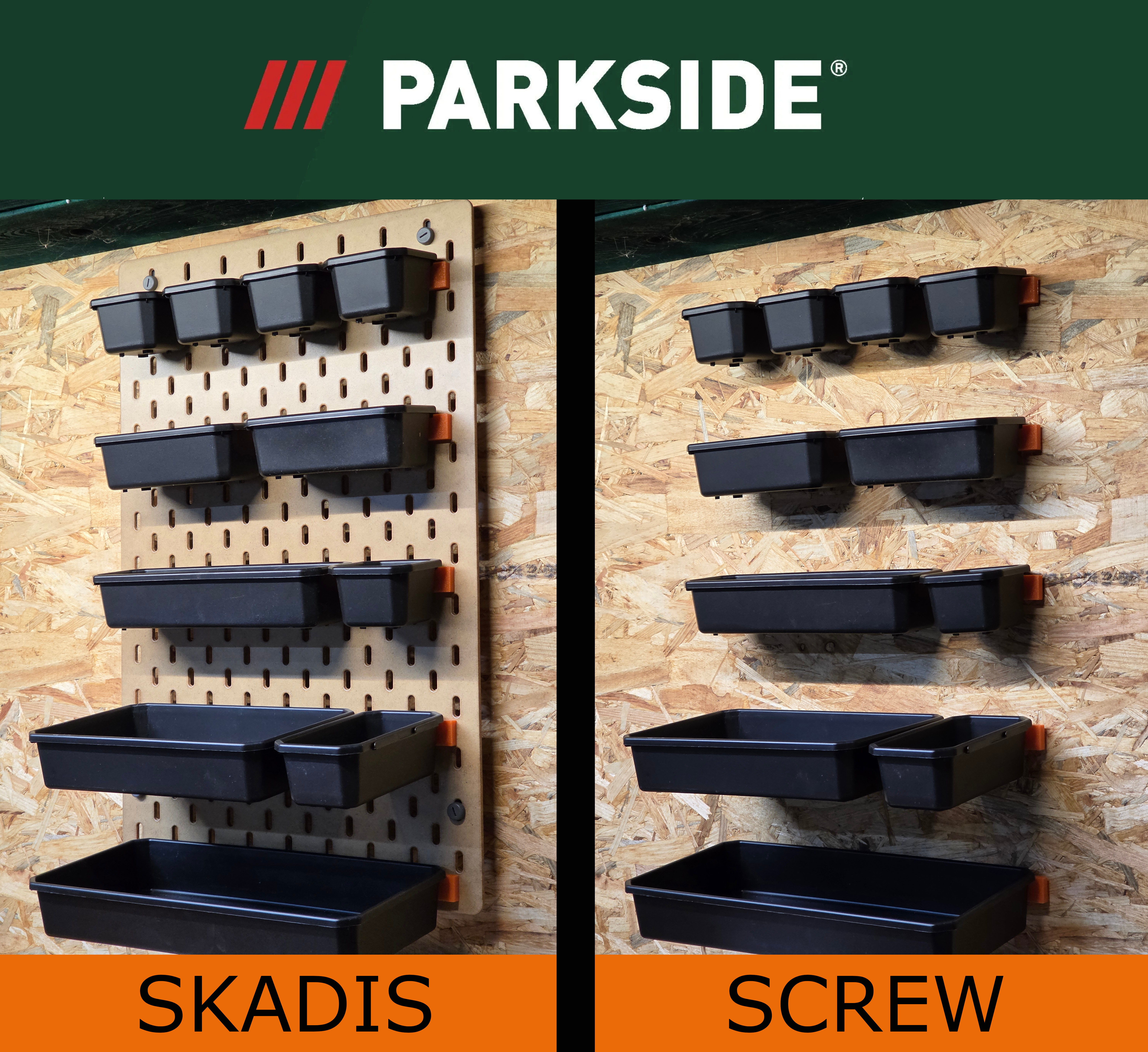 Parkside Trays Modular Mount Screw-mounted/Skadis T-Nuts
