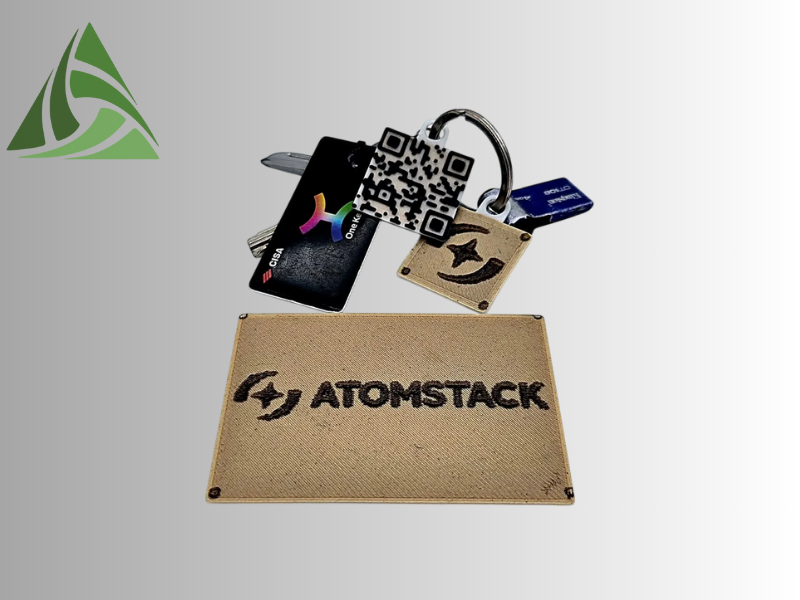 Business card and QR keychain key chain wood-pla engraving