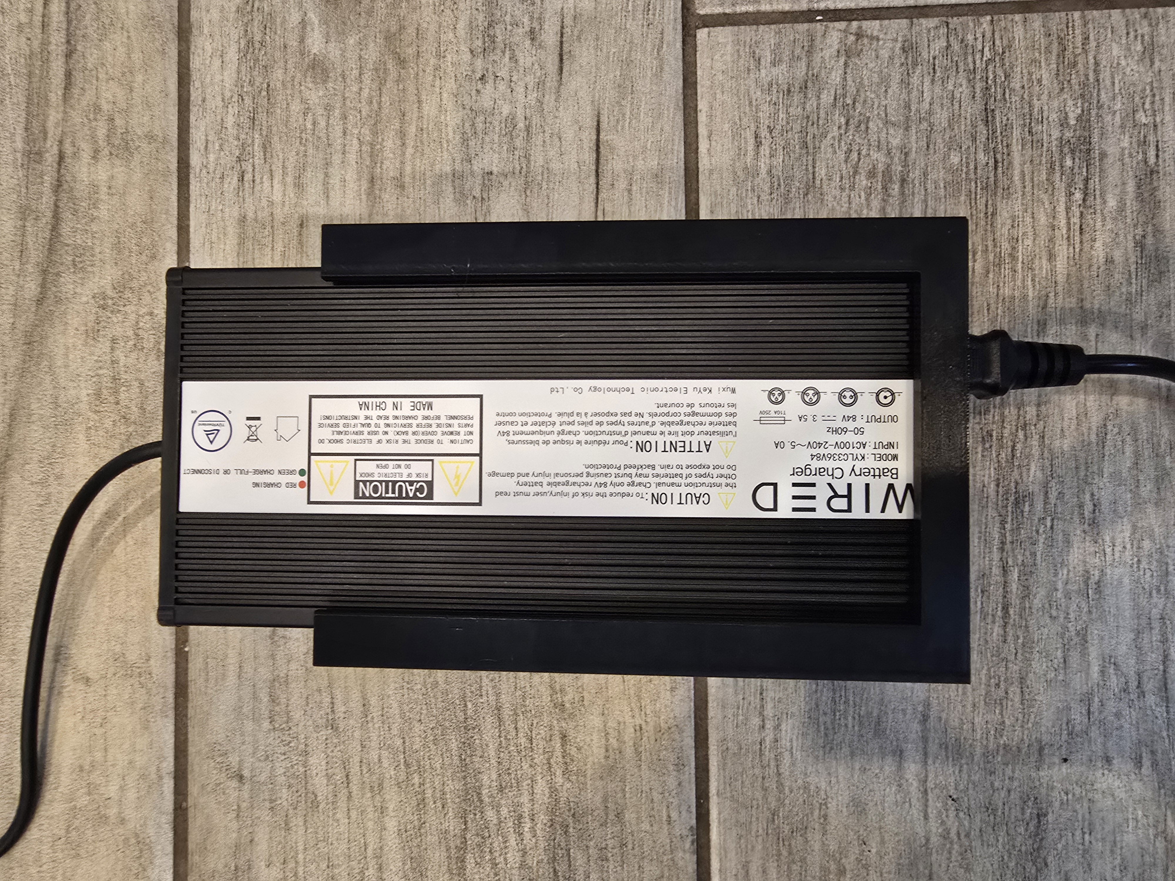 Wired E-Bike 72 Volt Charger Wall Mount