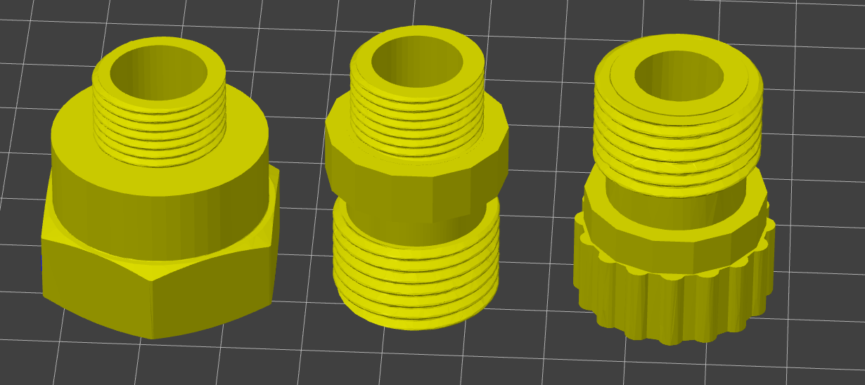 1/2 to 3/4 and  3/8  connectors / adapters