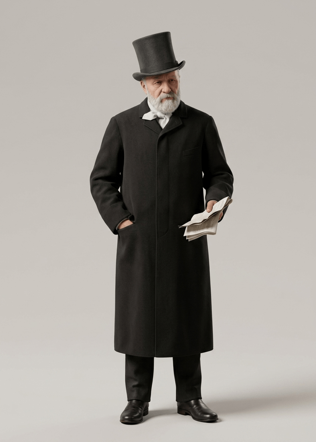 Victorian Art - Older Gentleman in Coat with Book