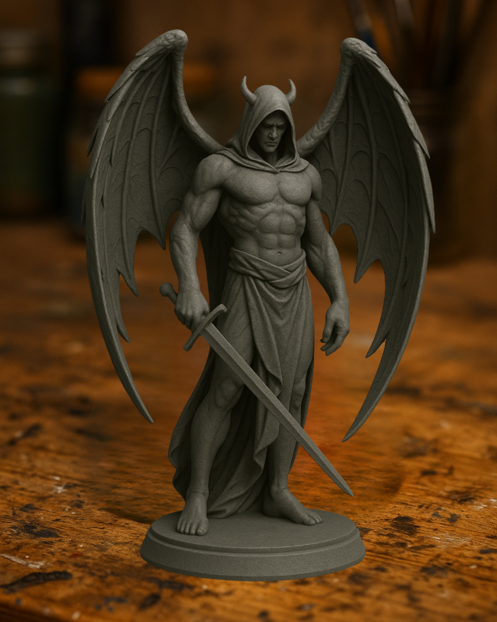 Dark Fallen Angel with Sword